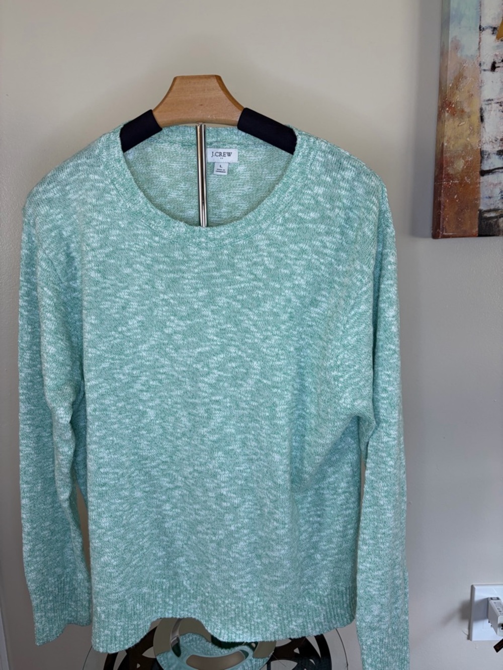 J. Crew Mint Green Marled Crewneck Sweater